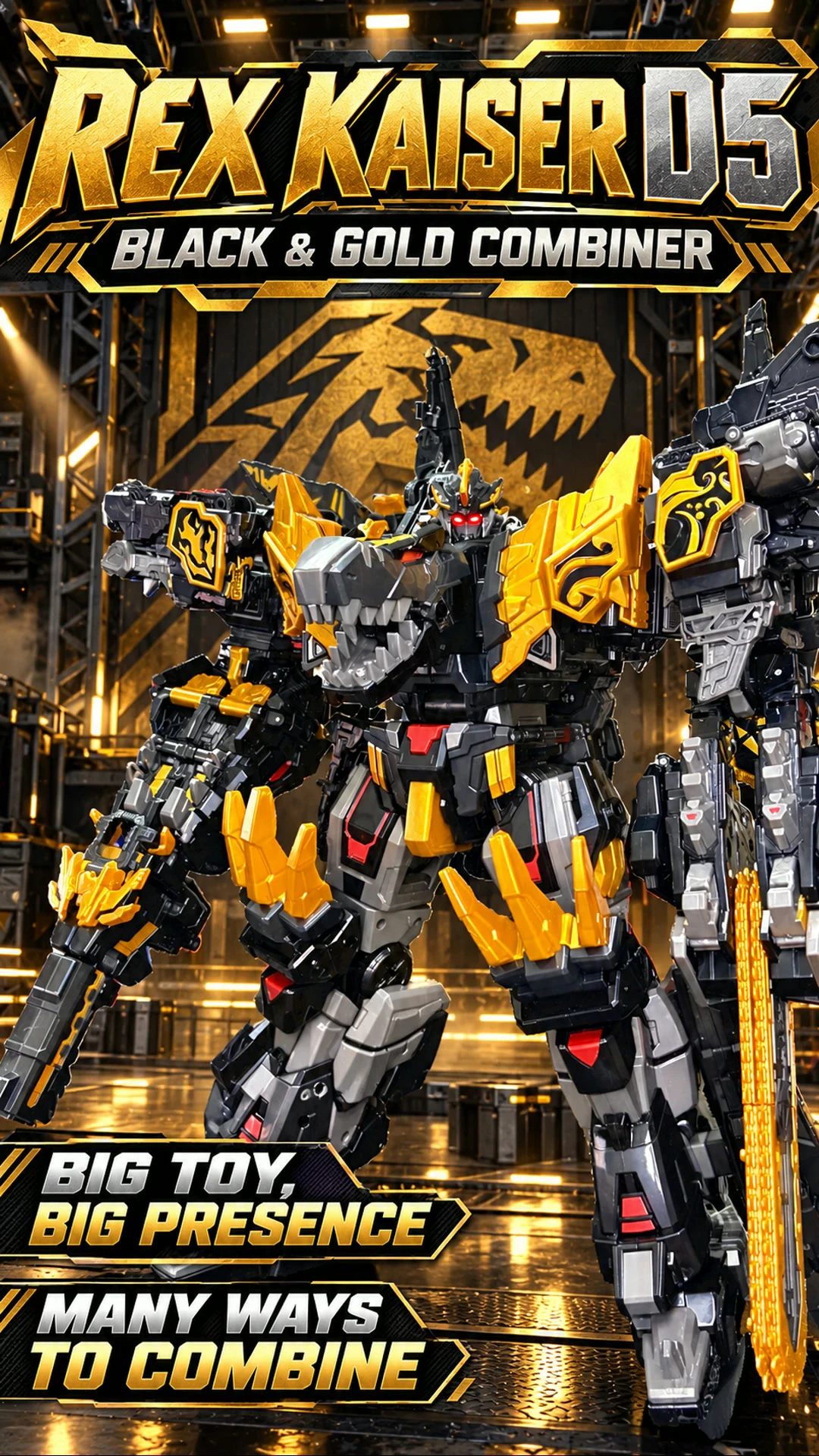 MINIFORCE Rex Kaiser D5 Hitam Emas – Set Kombinasi 4 Unit — Gambar 1